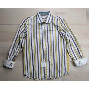 Robert Graham Shirt Boys XL 18-20 Striped Octopus Flip Cuffs‎ Multicolor NWT